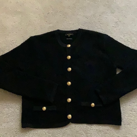 Massimo Dutti Black Boucle Knit Cardigan Jacket With Pockets  XS - Picture 3 of 9